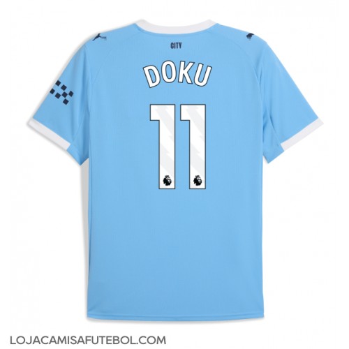 Camisa de Futebol Manchester City Jeremy Doku #11 Equipamento Principal 2025-26 Manga Curta